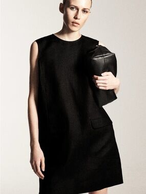 COS Linen Black Sleeveless Shift Mini Dress